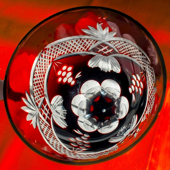 Bohemian Red Stemmed ,cut to clear ruby red crystal liquor glass - Picture 2 of 6